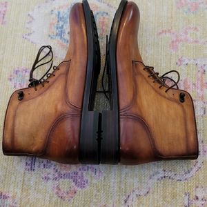 Men's Magnanni Kameron Leather Boots, Size 10, Cognac Color
